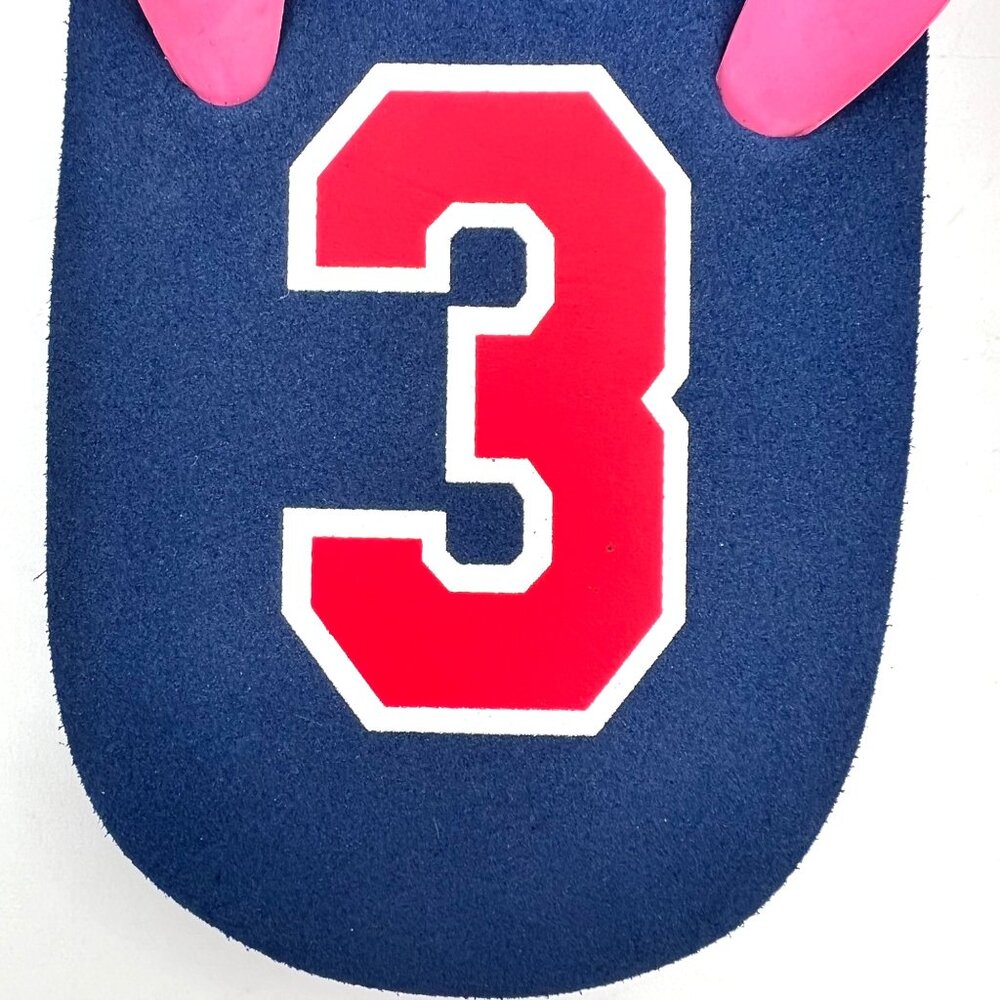 Polo Ralph Lauren Womens Size 5 Navy & Pink Striped Flip Flops Pony & 3 Logo New - Picture 3 of 15